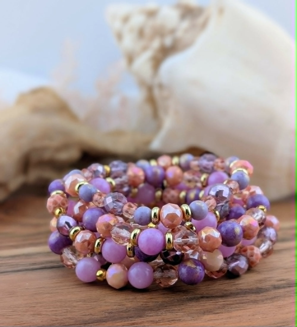 Choix de l'artiste corail, lilas et doré