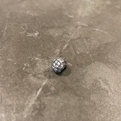 Breloque ronde noir pavé de zircon argent 8mm