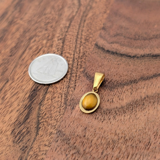 Pendentif oeil de tigre de forme ovale
