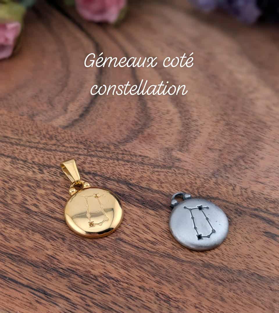 Breloque de signe astrologique et constellation double face