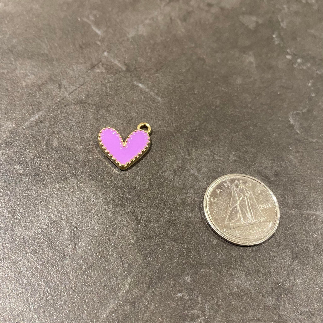 Breloque de coeur pêche ou lilas au choix