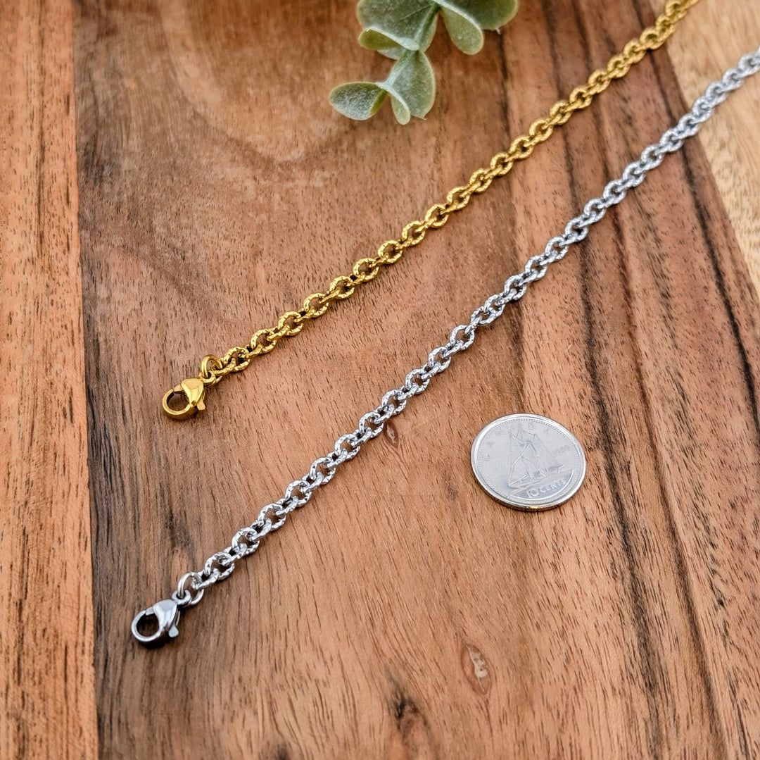 Bracelet maille ovale texturé or ou argent