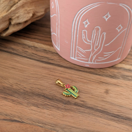 Breloque cactus fleuri 3 couleurs