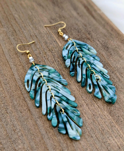 Boucles d'oreilles Breezy couleur bleu vert et nacré