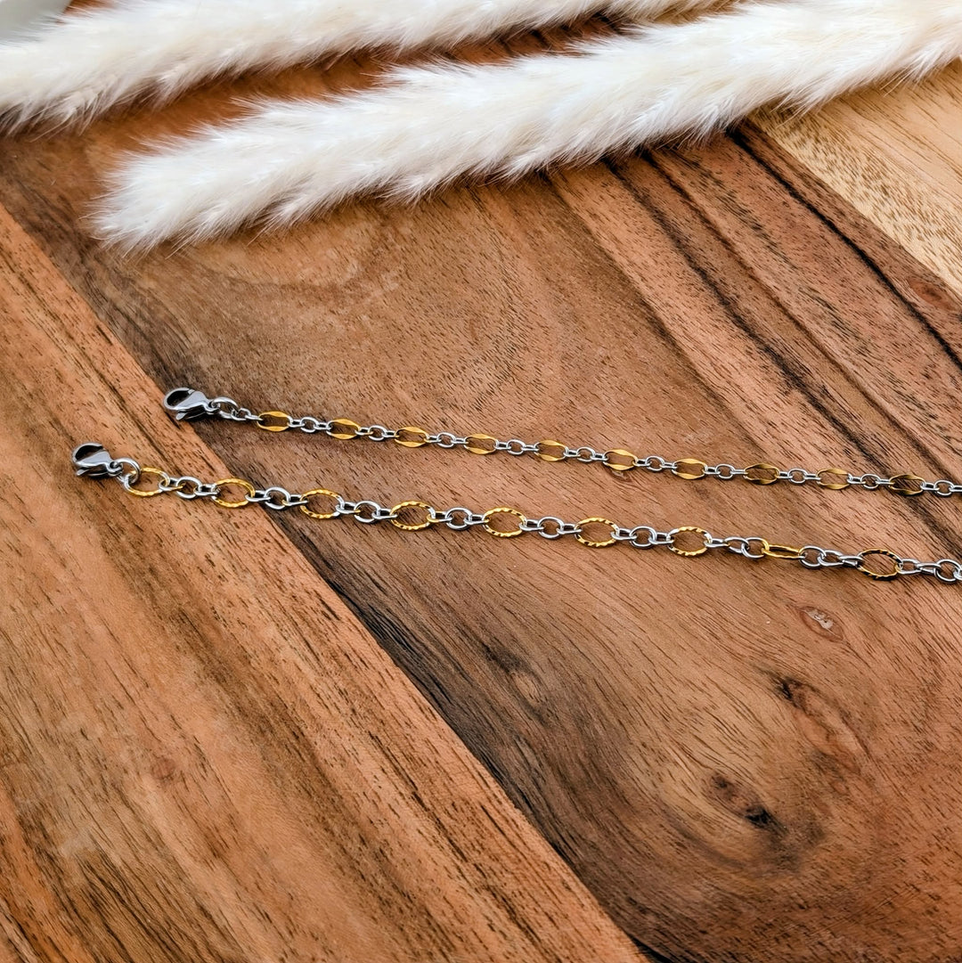 Chaine de bracelet deux couleurs avec petites ou grandes mailles