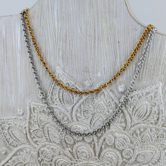 Chaine moyenne maillon infini or ou argent en acier inoxydable 18 ou 20 po