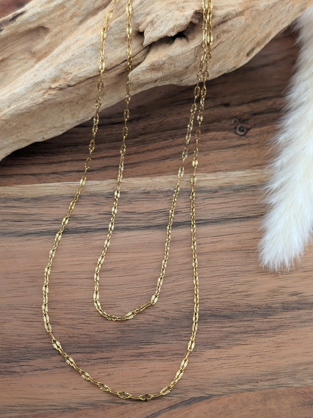 Chaine Sunny texturé doré ou argent 18 à 20 po