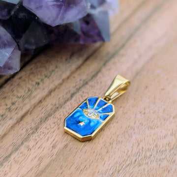 Médaillon œil de protection bleu et brillant