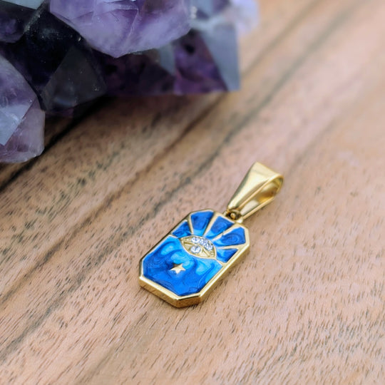 Médaillon œil de protection bleu et brillant