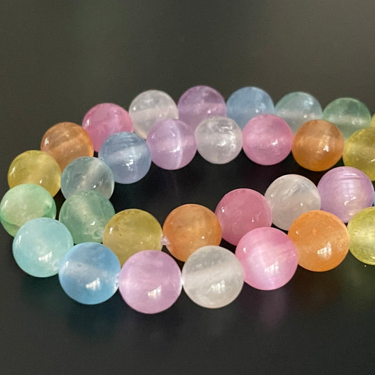 Corde de Sélénite teintée au choix - 8 mm