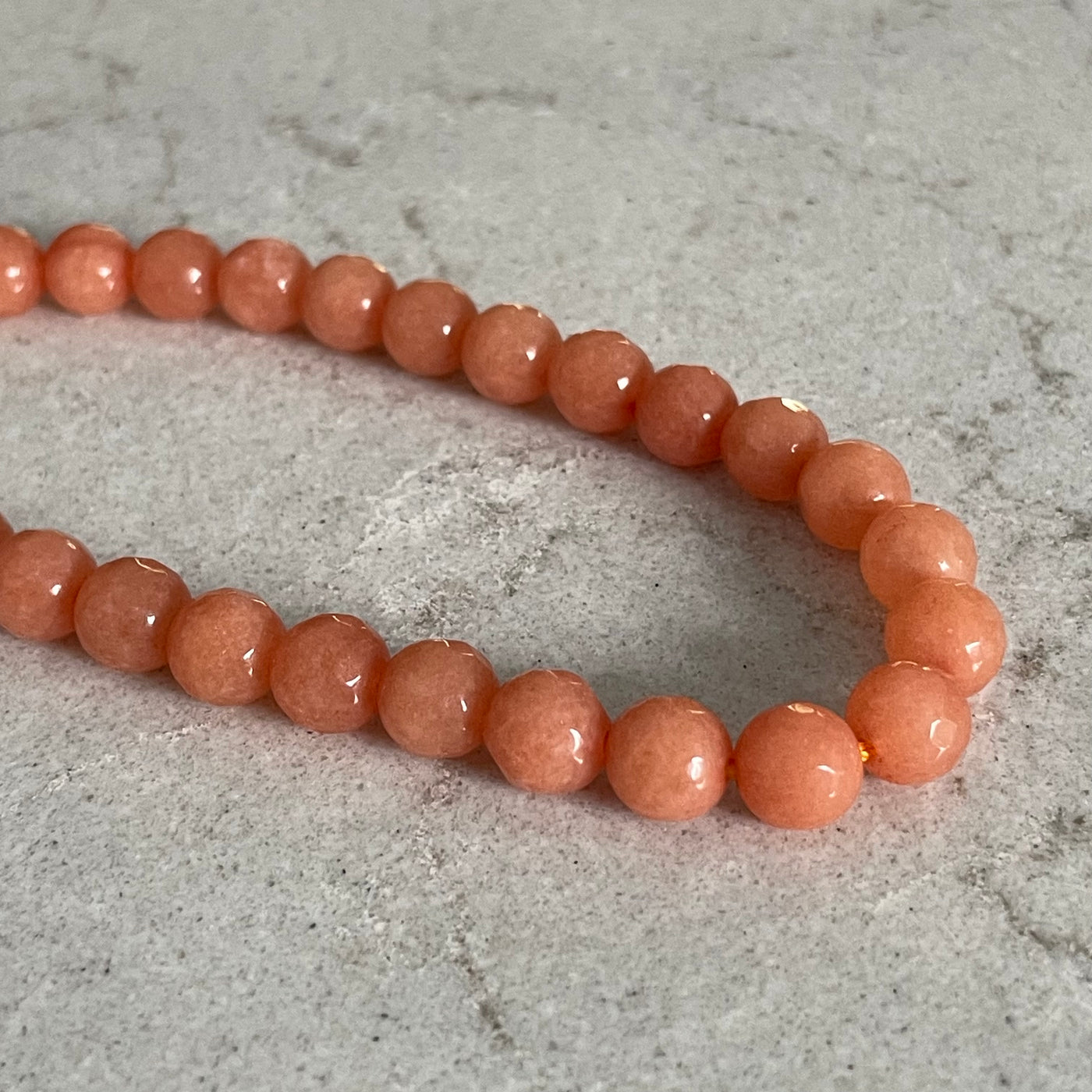 Peach faceted jade rope 8 mm