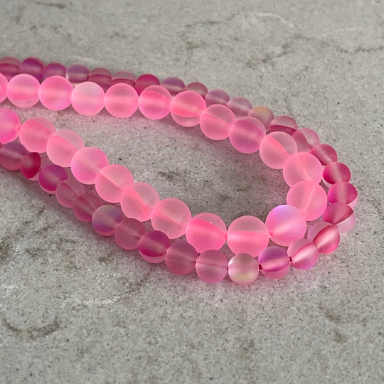 Corde de pierre de lune synthétique rose Barbie 6 ou 8 mm