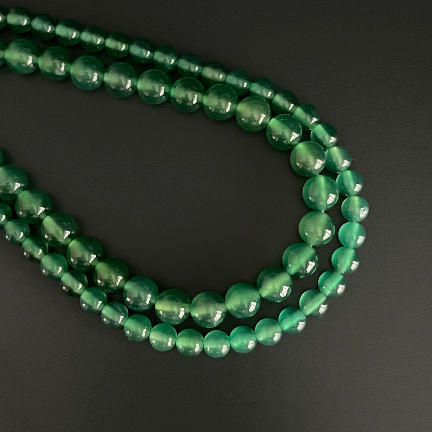 Corde de pierre d'agate verte 6 mm ou 8mm