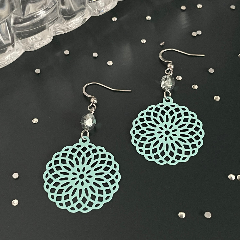 Boucles d'oreilles Mini Mandala menthe