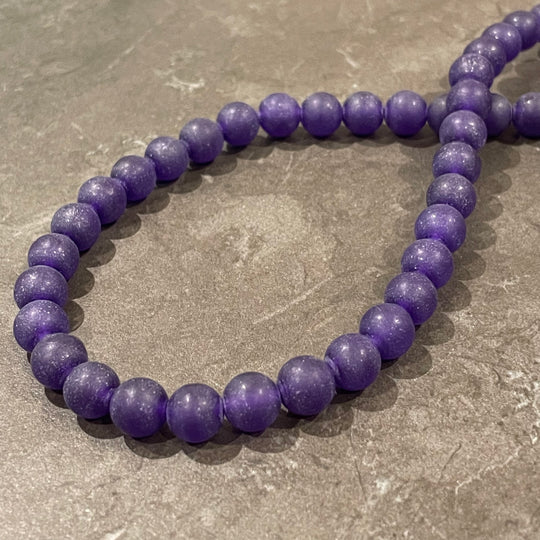Corde de jade bleu-mauve mat