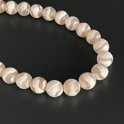 Corde d'agate blanche tibétaine 8 mm