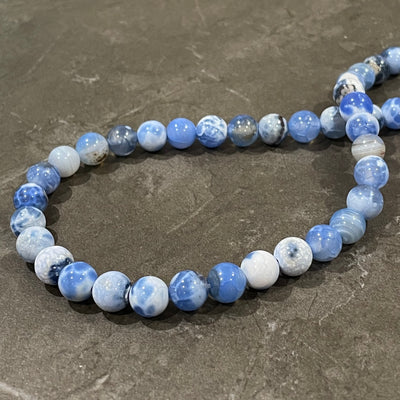 Blue and White Fire Agate Rope 8mm