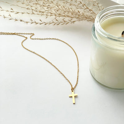 Small golden cross necklace