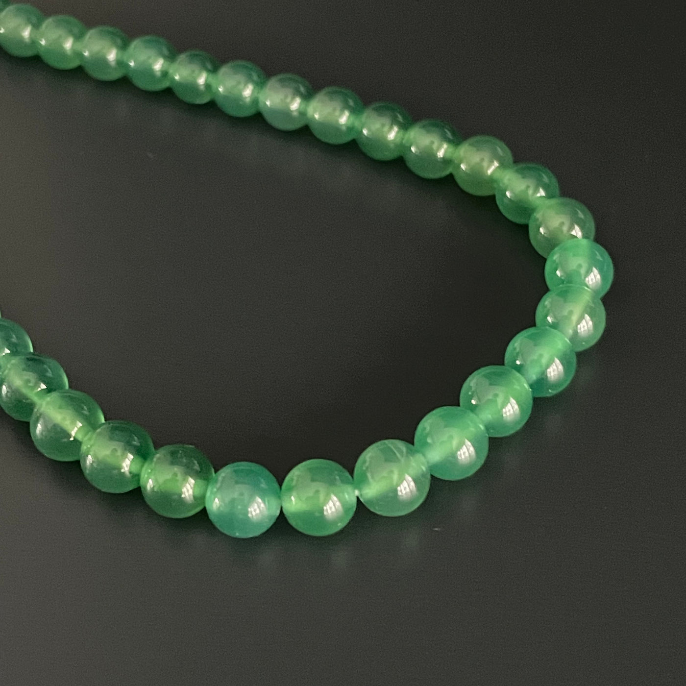 Corde de pierre d'agate verte 6 mm ou 8mm