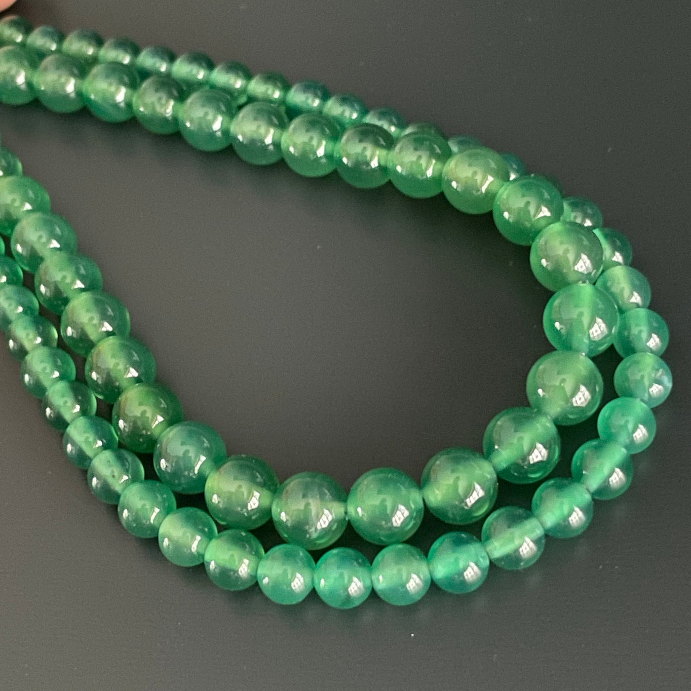 Corde de pierre d'agate verte 6 mm ou 8mm