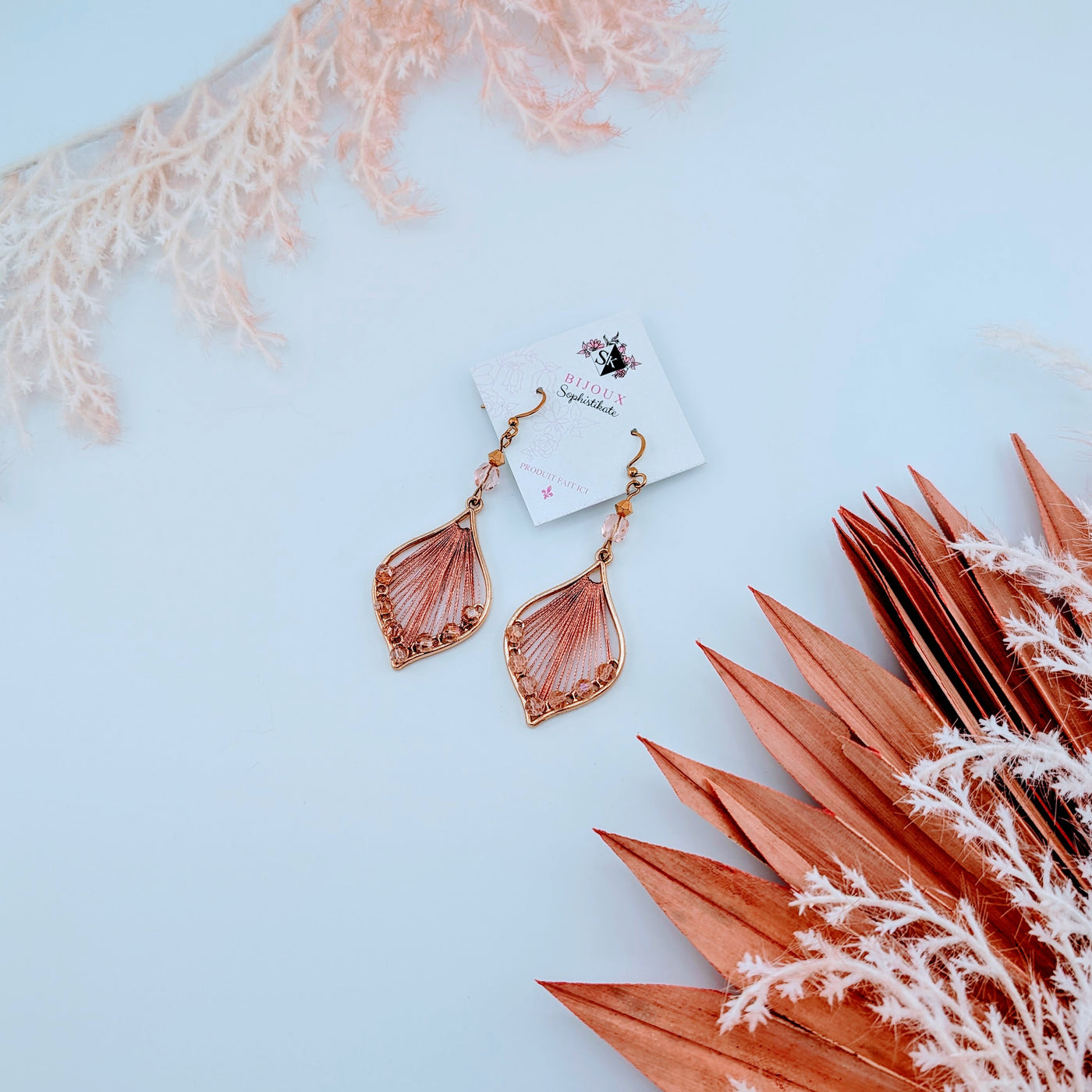 Boucles d'oreilles Marianne rosé