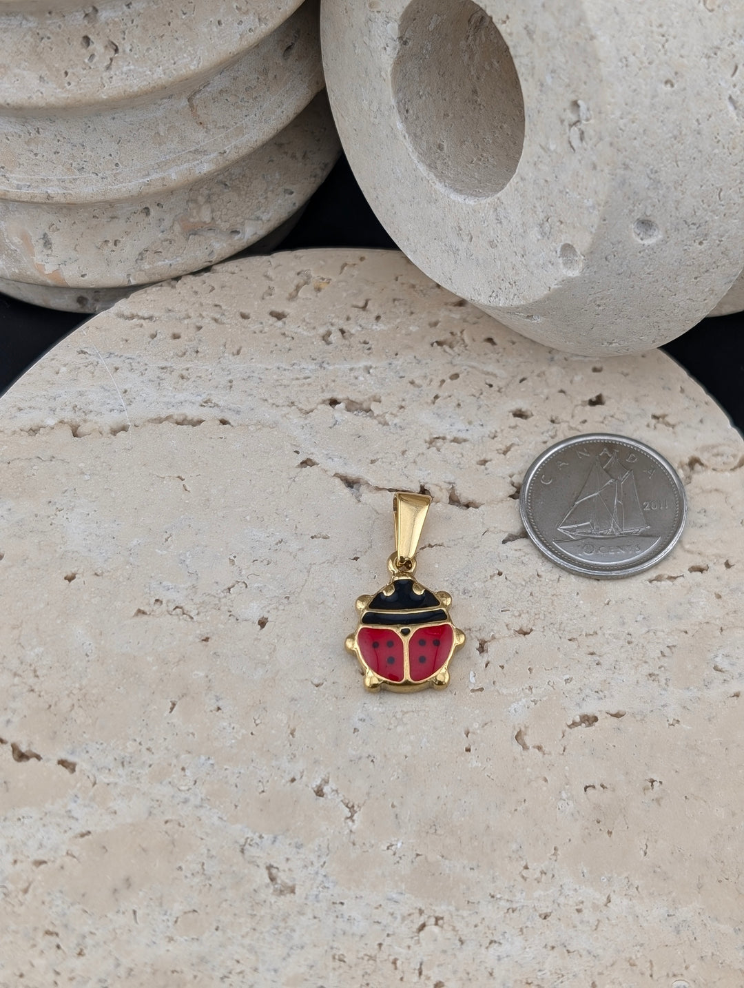 Coccinelle rouge &amp; or ou argent