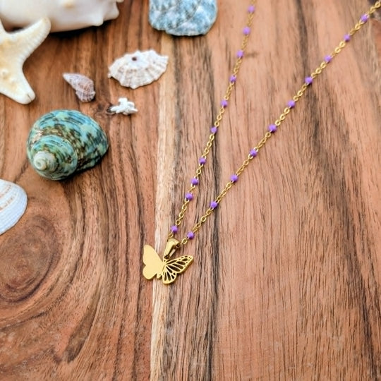 Collier La Délicate lilas &amp; Doré