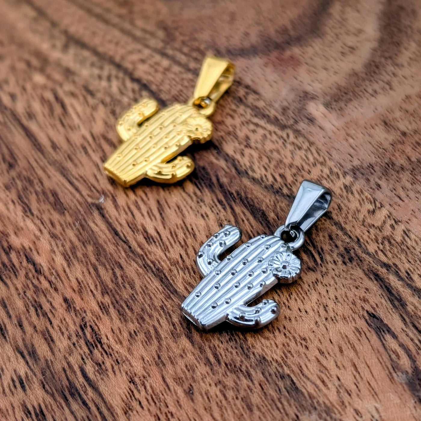 Cactus texan or ou argent en acier inoxydable