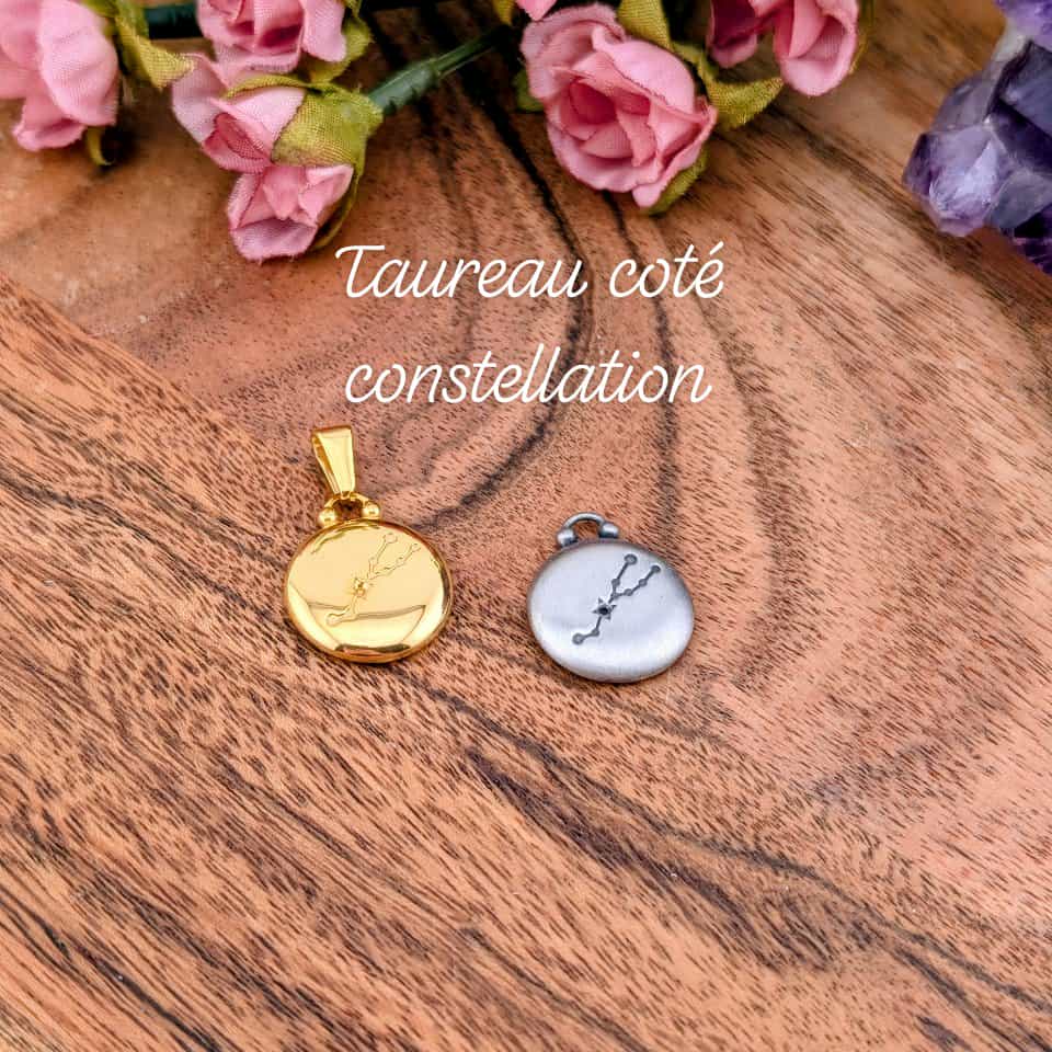 Breloque de signe astrologique et constellation double face