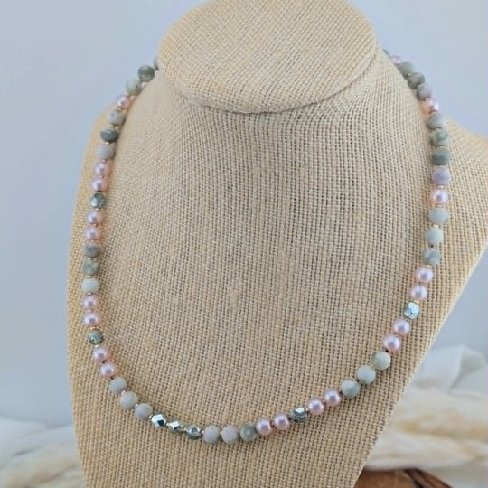 Collier douceur lilas et menthe