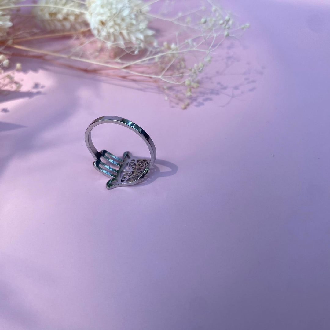 Bague main de fatma or ou argent en acier inoxydable