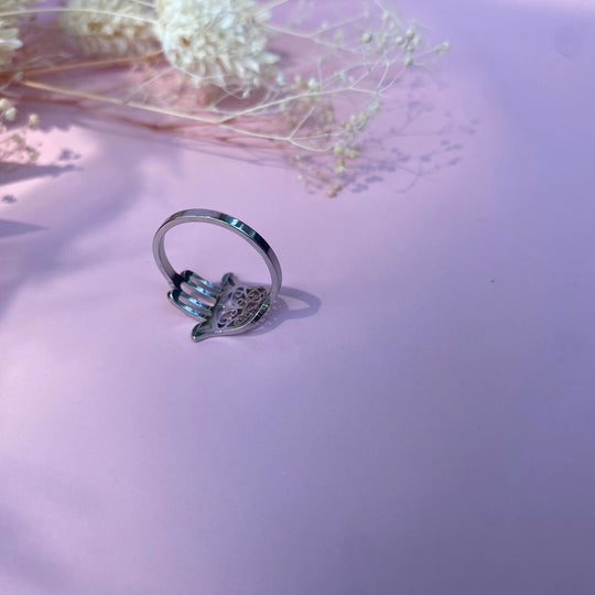 Bague main de fatma or ou argent en acier inoxydable