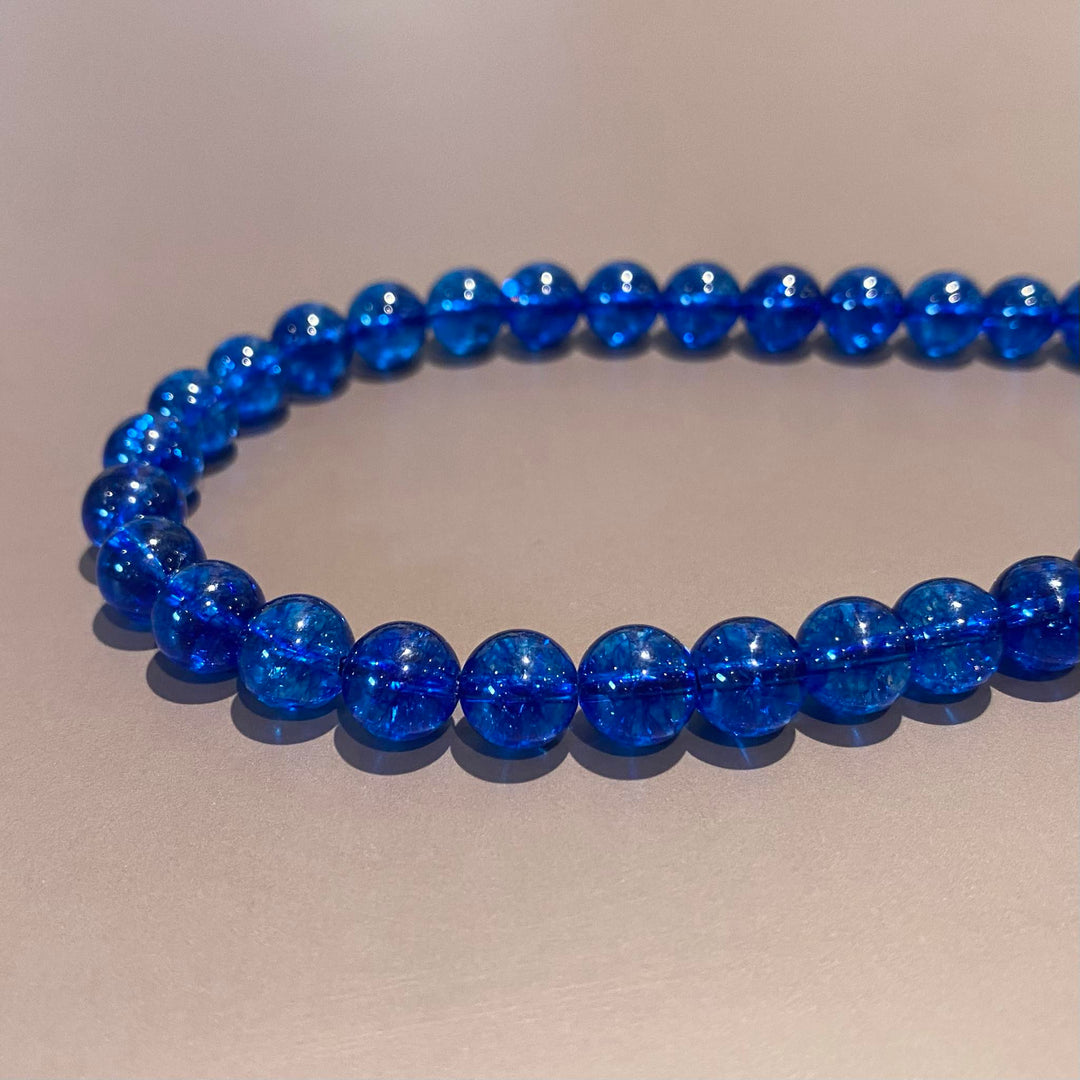 Corde de quartz bleu craquelé 8mm