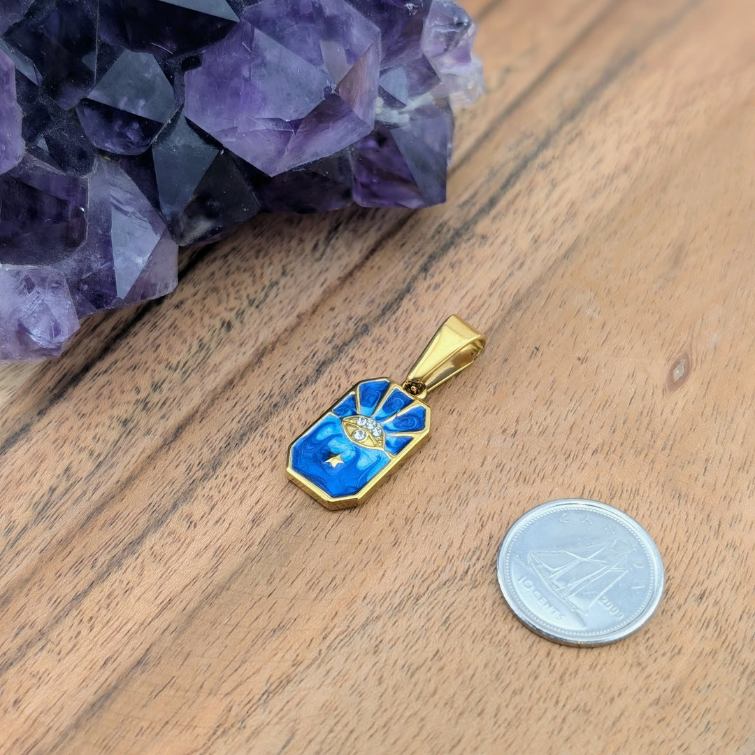 Médaillon œil de protection bleu et brillant