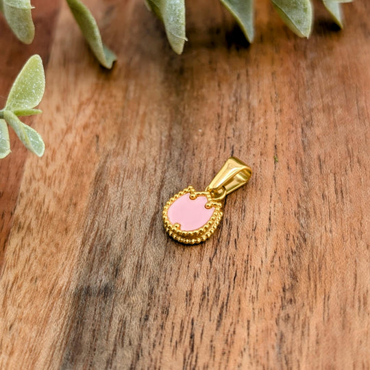 Breloque petite tulipe rose et blanche