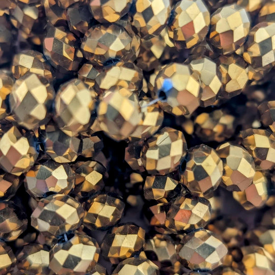 Corde de cristaux de verre tchèque ovale facetté doré