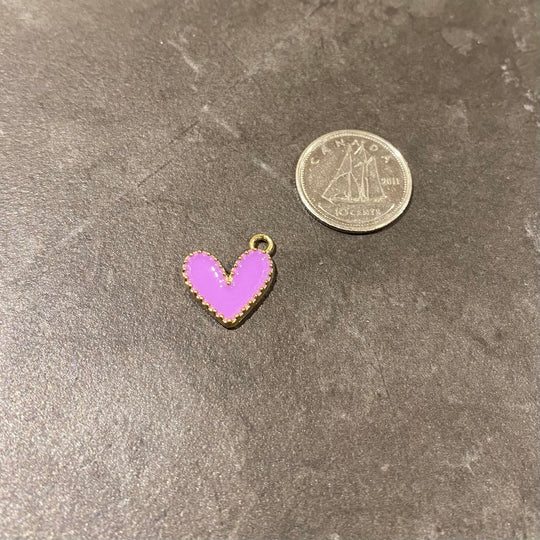 Breloque de coeur pêche ou lilas au choix