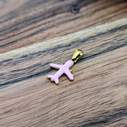 Breloque avion rose bébé