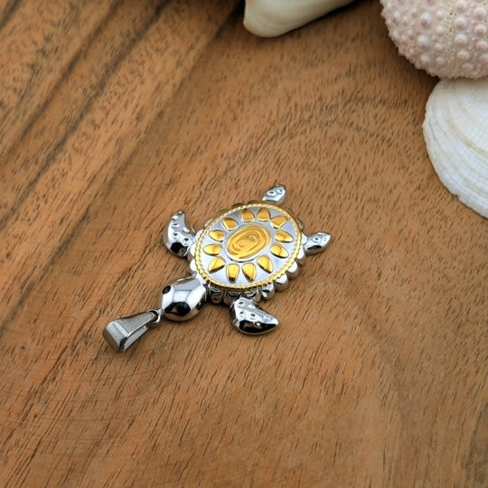 Breloque de tortue argent et or ensoleillé
