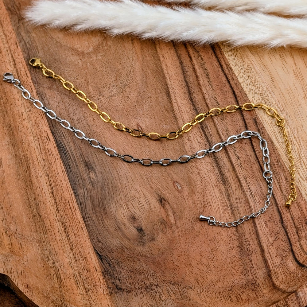Chaine de bracelet de style ovale doré ou argenté