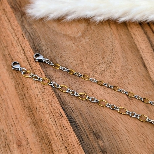 Chaine de bracelet deux couleurs avec petites ou grandes mailles