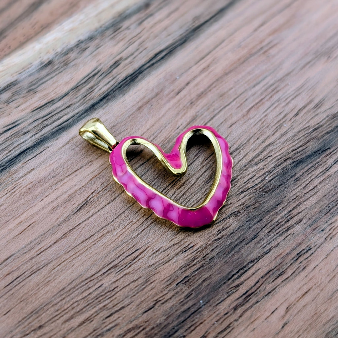 Breloque coeur aux couleurs pastel rose blanc ou lilas