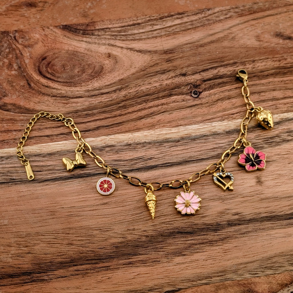 Bracelet à breloques zeste rosé