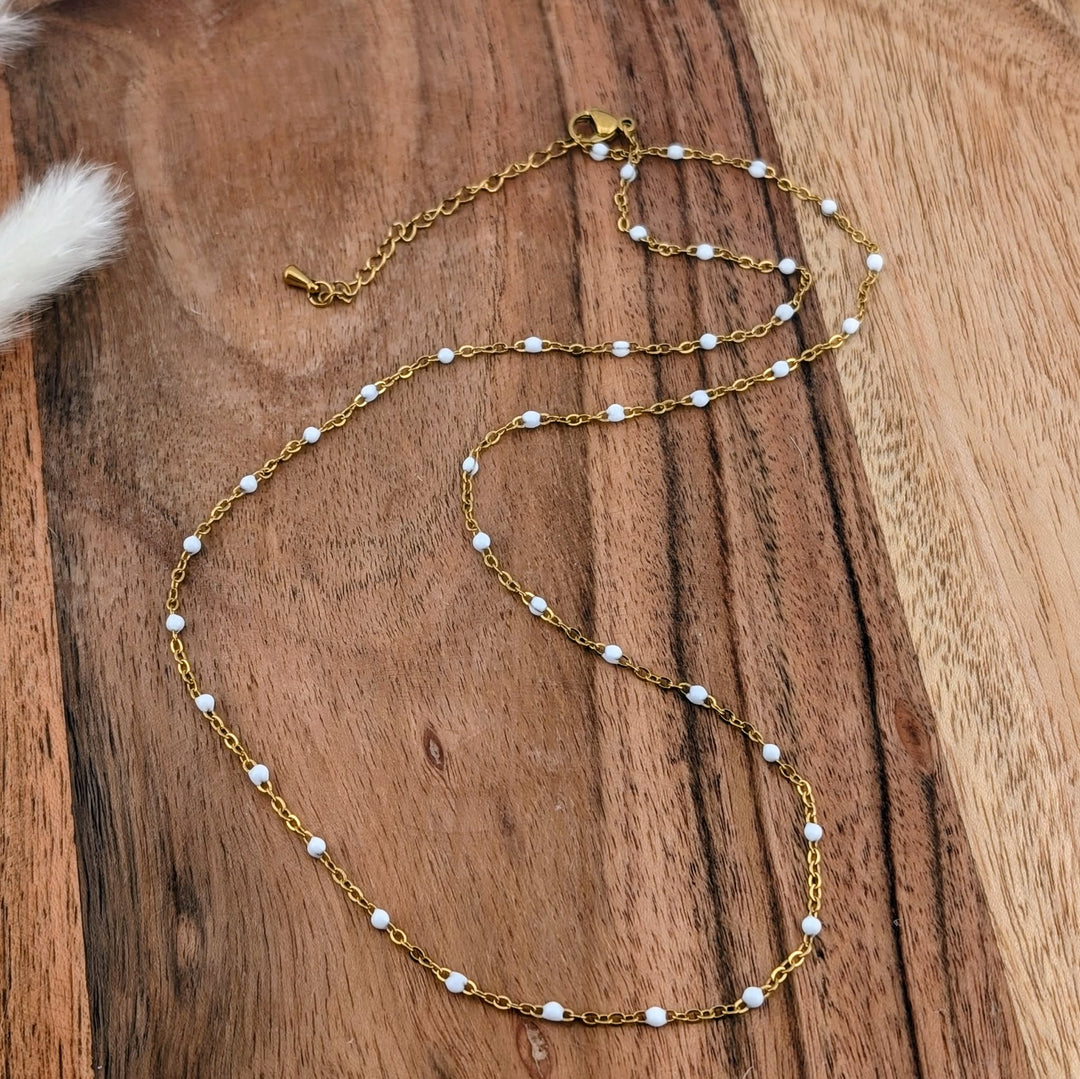 Collier La Délicate blanche &amp; Doré