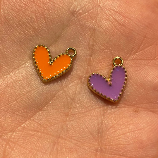 Breloque de coeur pêche ou lilas au choix