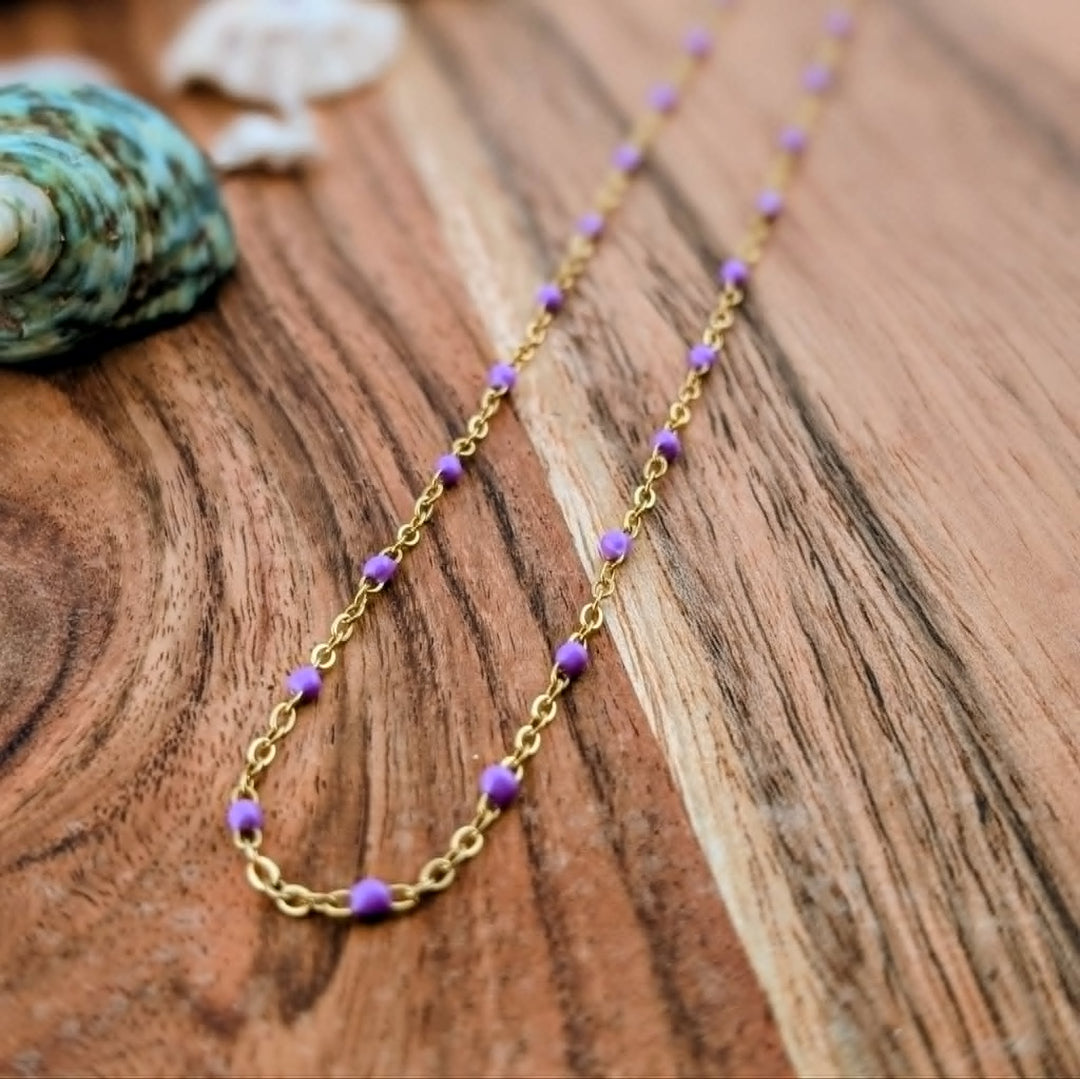 Collier La Délicate lilas &amp; Doré