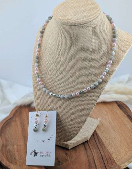 Collier douceur lilas et menthe