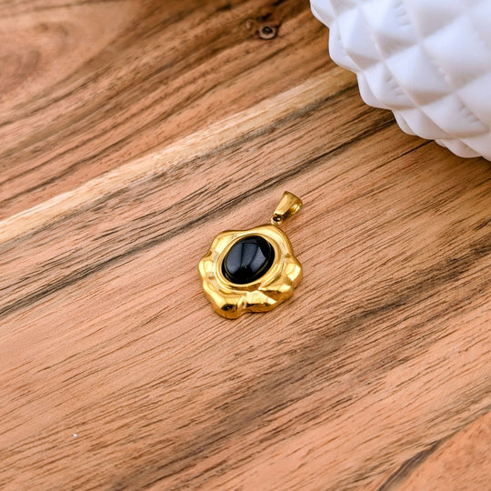 Breloque Onyx cadre ovale