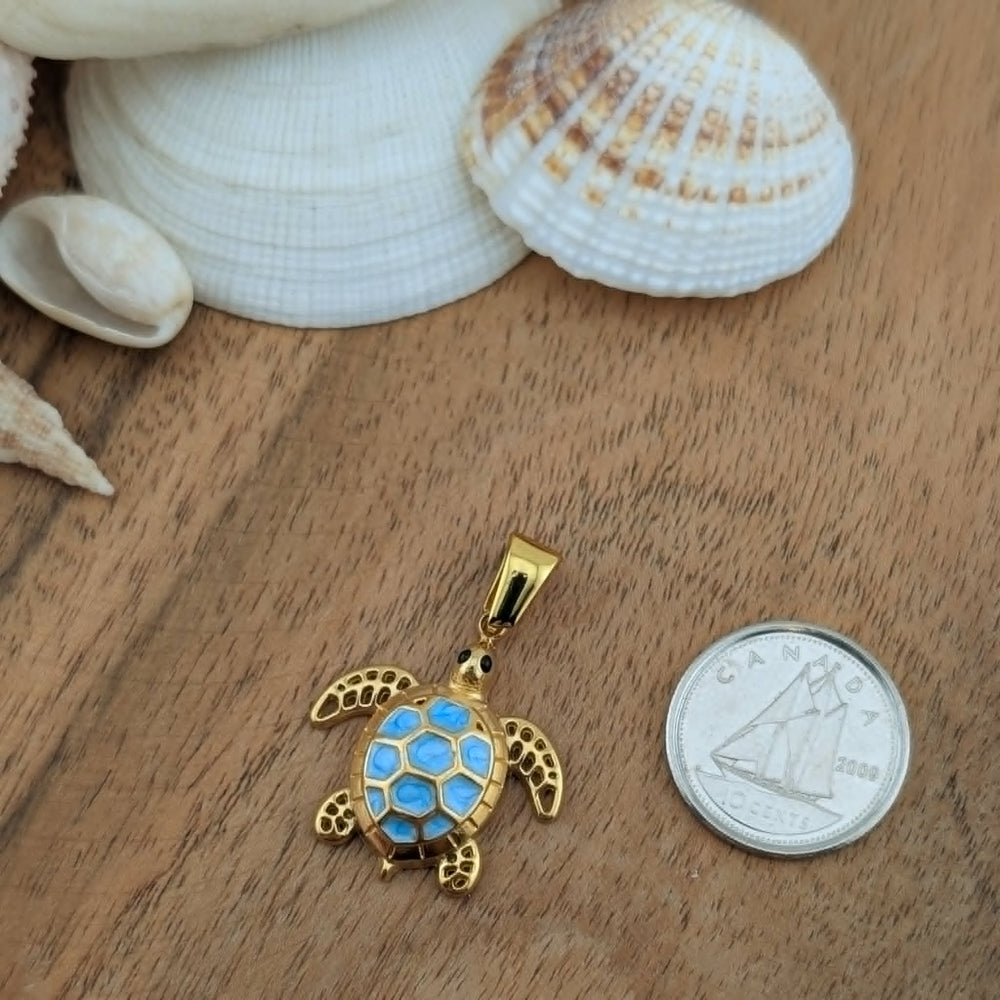 Breloque de petite tortue bleu en 3d