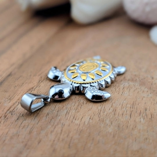Breloque de tortue argent et or ensoleillé